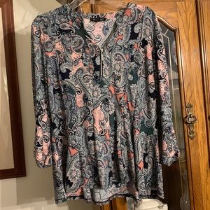 Pink and Green Paisley Blouse